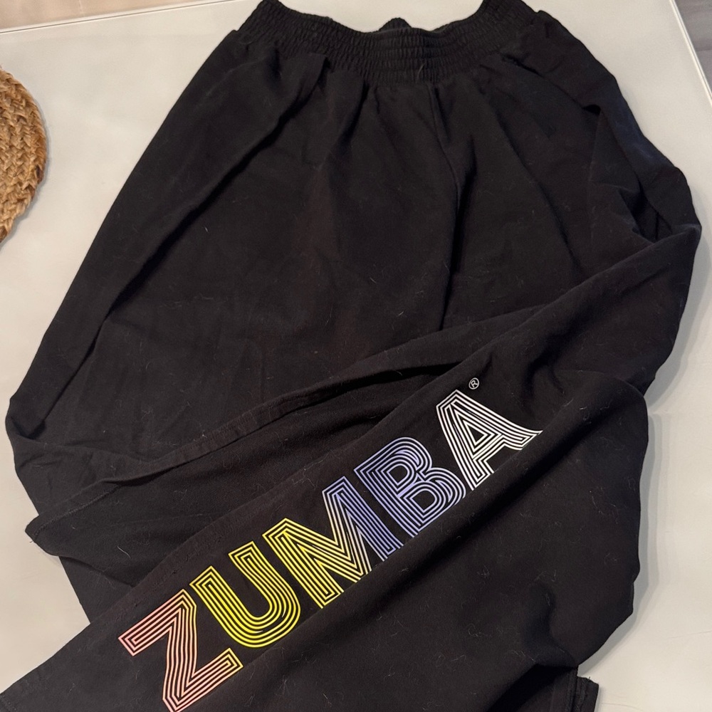 Zumba Fitness Black Pants with Multicolor Logo